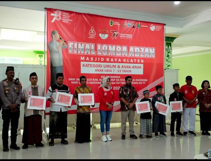 Lomba Adzan dalam rangka Hari Jadi Kabupaten Klaten Ke 219 dan Hari Ulang Tahun Republik Indonesia Ke 78 Tahun 2023